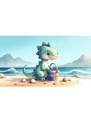 Arterior Wallpaper Deniz Kıyısında Dinozor Çocuk Odası Poster Duvar Kağıdı