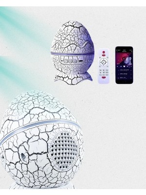Svoria Store Dinozor Yumurtası Galaksi Projektör Gece Lambası 4'ü 1 Arada – Bluetooth Hoparlörlü