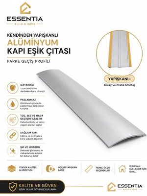 ESBH Kendinden Yapışkanlı Alüminyum Kapı Eşik Çıtası Parke Geçiş Profili 82 cm