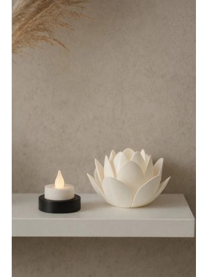 Zulya Lotus Çiçeği LED Mumluk – Modern Dekoratif Gece Lambası | Şık Ortam Aydınlatması | LED Mum Dahil