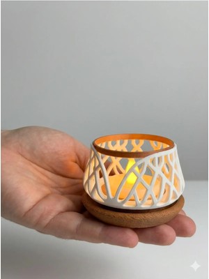 Zulya Dekoratif LED Mumluk 7x5 cm – Biyo Plastik Modern Tasarım Tealight Mumluk (Led Mum Dahil)