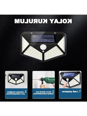 Geniş Açılı Solar 100 LED 3 Modlu Hareket Sensörlü Güneş Enerjili Bahçe Aydınlatma LED Işık