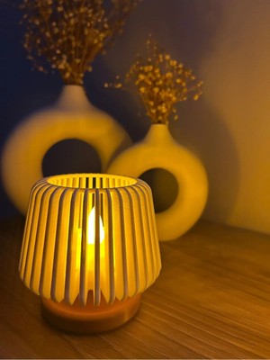 Zulya Dekoratif Sıcak Işıklı LED Mumluk | Modern Tasarım | 9X10 cm