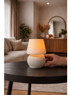 Zulya Modern Mantar Tasarımlı LED Mumluk – 13 cm Dekoratif Gece Lambası | Sıcak Işık, Minimal Şık Tasarım