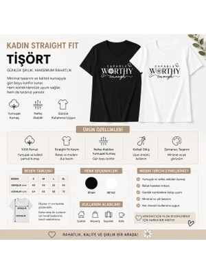 Tişört Kodu Capable Worthy Enough Kadın Straight Fit Tişört
