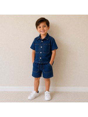 Utaher Miniwear Erkek Çocuk Denim Gömlek Şort Takımı