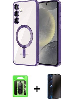 Marsilyan™- Galaxy A17 5g Kılıf Nova Işık Özel Seri - Siyah 3D Antistatik Hayalet Cam Ekran Koruyucu + Raze Metal Kamera Lens - Sh