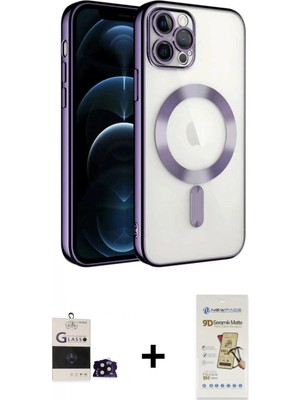 Marsilyan™- iPhone 14 Pro Max Kılıf Nova Işık Özel Seri - Siyah Mat Seramik Nano Ekran Koruyucu + Bilvis Titan Kamera Lens - Sh