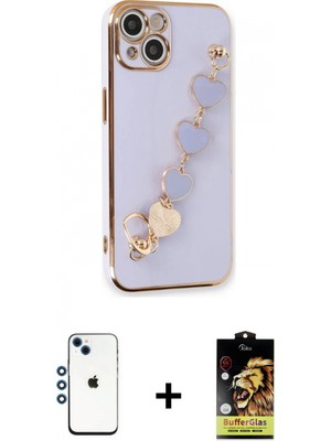 Marsilyan™- iPhone 14 Kılıf Nova Işık Prime - Siyah Buffer Cam Ekran Koruyucu + Shine Kamera Lens - Mı