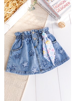 Babymod Yıldız Işlemeli Denim Kız Çocuk Kot Etek