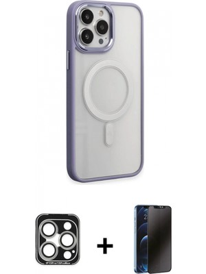 Marsilyan™- iPhone 15 Pro Max Kılıf Yankı Işık Özel Seri - Siyah 3D Antistatik Hayalet Cam Ekran Koruyucu + Pvd Metal Kamera Lens - Gs