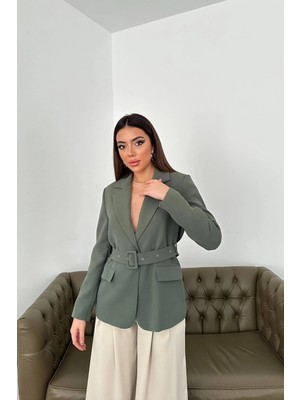 Modadua Haki Cep Kapaklı ve Kemerli Ceket
