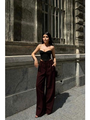 Sun Style Yüksek Bel Palazzo Pantolon Geniş Paça
