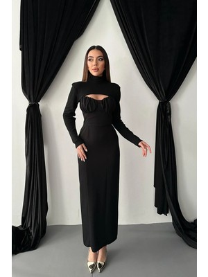 Modadua Siyah Göğüs Kuplu Elbise