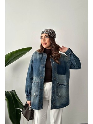 Modadua Mavi Vintage Kot Ceket