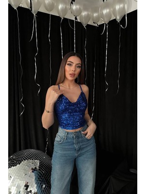 Modadua Saks Askılı Degaje Bluz