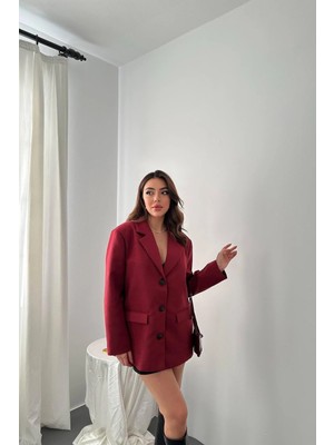 Modadua Bordo Blazer Süet Ceket