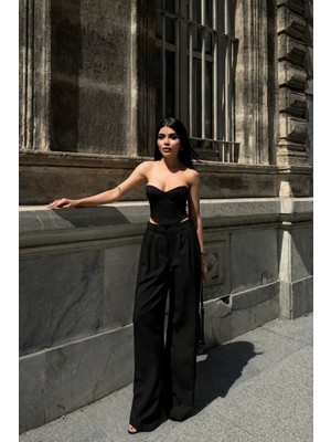 Sun Style Yüksek Bel Palazzo Pantolon Geniş Paça