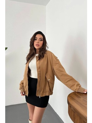 Modadua Camel Parçalı Bomber Ceket