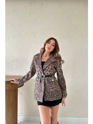 Modadua Leopar Gold Kemerli Leopar Ceket ..