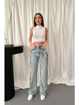 Modadua Kar Yıkama Yan Yırtmaçlı Jeans Pantolon