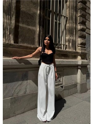 Sun Style Yüksek Bel Palazzo Pantolon Geniş Paça