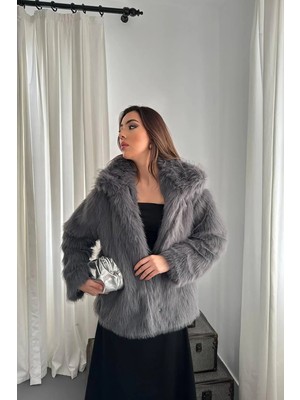 Modadua Antrasit Kürk Montlu Ceket