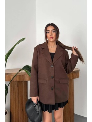 Modadua Kahverengi Blazer Süet Ceket