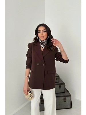 Modadua Kahverengi 2 Düğmeli Blazer Ceket