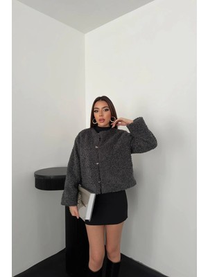 Modadua Füme Peluş Kısa Ceket