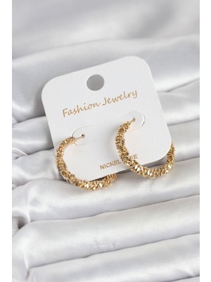 Epilons Gold Renk Pirinç Tırtık Model Kadın Küpe - TJ-BKP11771