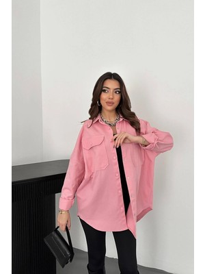 Modadua Pembe Gabardin Gömlek