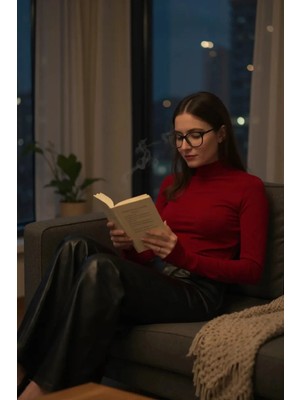 Modadua Kadın Bordo Parmak Detaylı Esnek Uzun Kollu Body