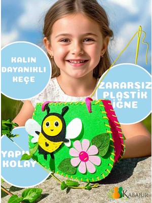 Kabajur Çocuklar Için Keçe Dikiş Seti – Sevimli Arılı Çiçekli Dıy Keçe Çanta Yapımı