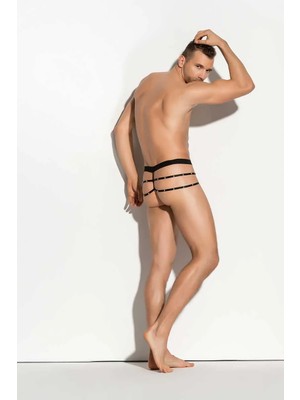 Ulu Pazarlama Bacio Fantezi Erkek  Siyah Seksi Metalli Tanga - String BC4597