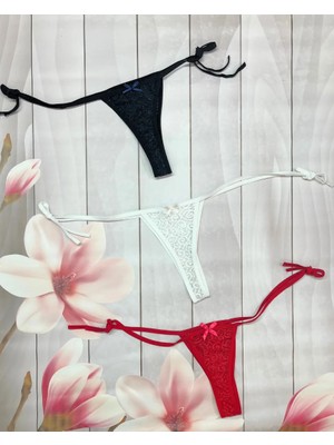 Ulu Pazarlama Kadın 3'lü Dantelli Yandan Bağlamalı Seksi Tanga BC0054