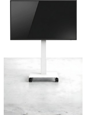 Kevega Tekerlekli Televizyon Ünitesi & Standı Beyaz 32''–75'' Inç Ekran (80 Ekran – 165 Ekran)