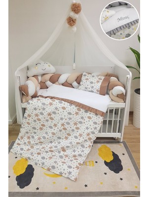 Baby Clime Masal Serisi 60X120 Isim Nakışlı Örgülü Bebek Uyku Seti Fırfırlı