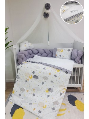 Baby Clime Masal Serisi 60X120 Nakışlı Bebek Uyku Seti Örgü Korumalı Cibinlikli