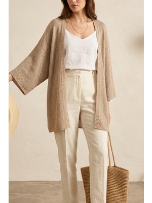 Mefru Kadın Oversize Dökümlü Yarım Kol Basic Hırka