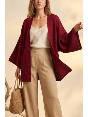 Mefru Kadın Oversize Dökümlü Yarım Kol Basic Hırka