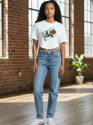 Caprix Baskılı, Günlük & Spor Şık Tasarım Crop T-Shirt