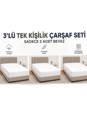 Tek Kişilik Lastikli Çarşaf 100X200 Penye Lastikli Çarşaf 3'lü