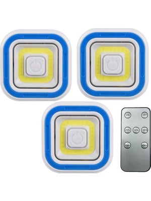 Powermaster Ledli Pilli Uzaktan Kumandalı Kare Üçlü Lamba 6936