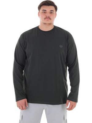 Maruf Shop Erkek 115-155 Kilo Arası Için Uygun Uzun Kol Bisiklet Yaka Mevsimlik Düz Renk Ince Sweatshirt