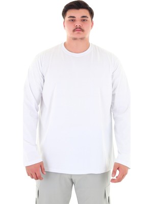 Maruf Shop Erkek 115-155 Kilo Arası Için Uygun Uzun Kol Bisiklet Yaka Mevsimlik Düz Renk Ince Sweatshirt
