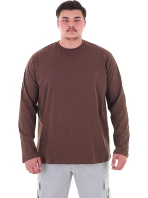 Maruf Shop Erkek 115-155 Kilo Arası Için Uygun Uzun Kol Bisiklet Yaka Mevsimlik Düz Renk Ince Sweatshirt