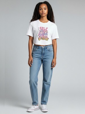 Caprix Kadın Beyaz Crop T-Shirt