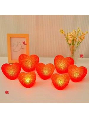 The Gencoo LED Işıklı Kırmızı Kalp Gece Lambası 12'li Paket