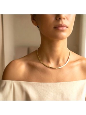 Sevil Gülgün Atelier  14K Altın Kaplama Kadın Kolye - Modern Taşlı Choker Gerdanlık